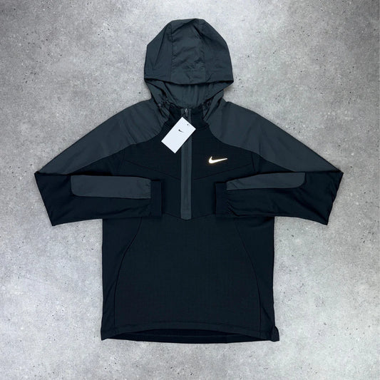 Black Hooded 1/4 Zip