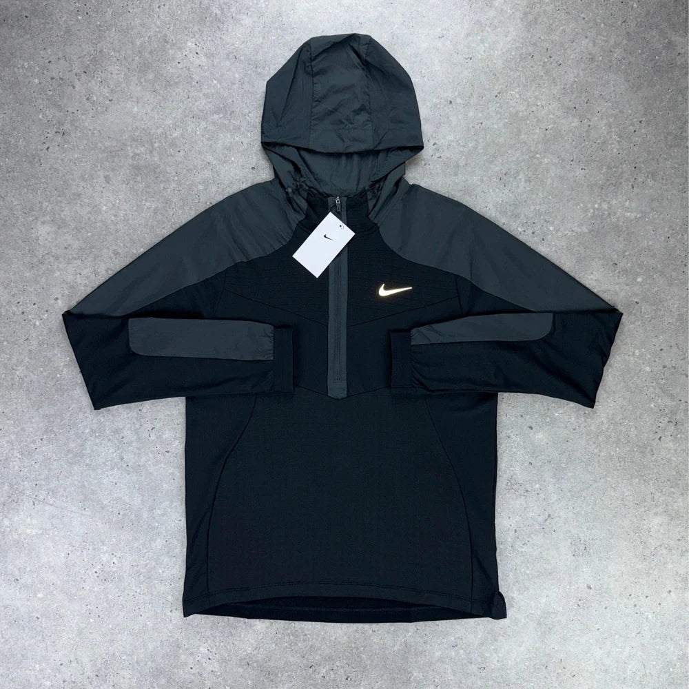 Black Hooded 1/4 Zip